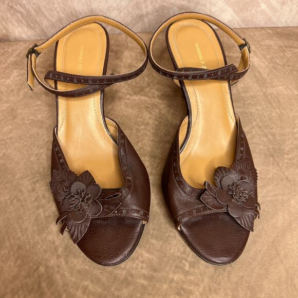 Vintage Y2K Banana Republic Strappy Kitten Heel Floral Open Toe Shoes Euro Indie - Picture 2 of 10